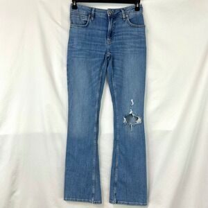 WE THE FREE PEOPLE  Blue Distressed Low Rise Carmen Flare Jeans 27 Retro 70s